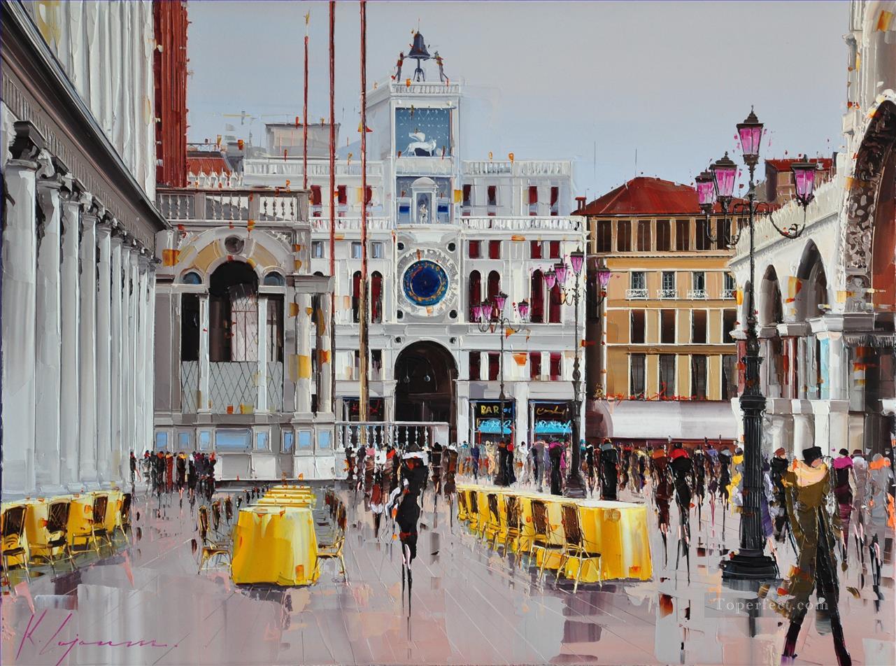 Kal Gajoum Piazza San Marco Venice by Knife Textured Oil Paintings